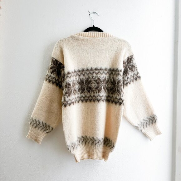 VINTAGE 70's Yoke Icelandic Lopapeysa 100% Pure Wool and Mohair Sweater - Picture 2 of 9